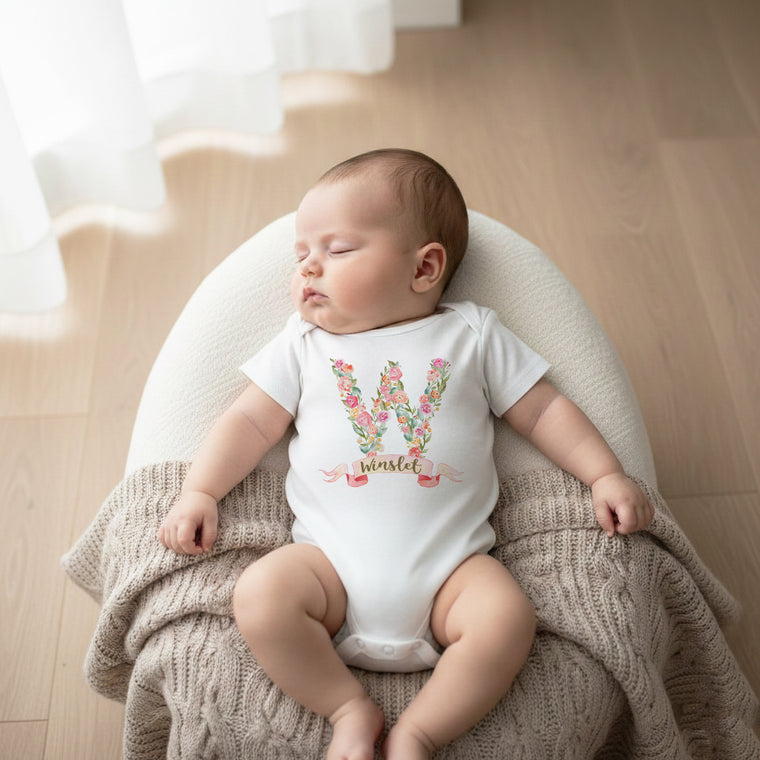 Personalized Baby Girl Floral Bodysuit