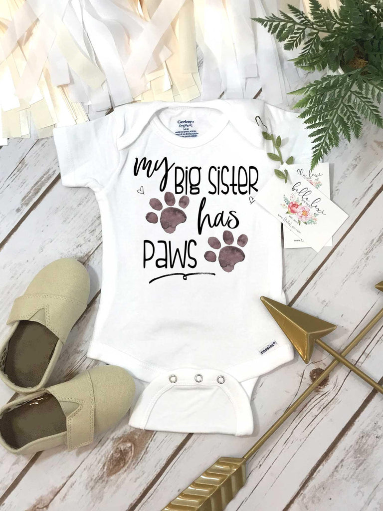 My Big Sister Has Paws, Pregnancy Announcement, Baby Gifts, Pregnancy Reveal, Baby Reveal, Baby Announcement, Fur Baby Bodysuit, Dog Shirt,