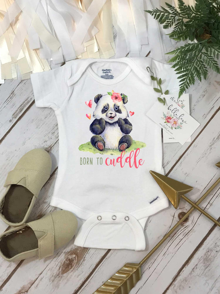 Panda Baby Onesie, Born to Cuddle, Baby Shower Gift