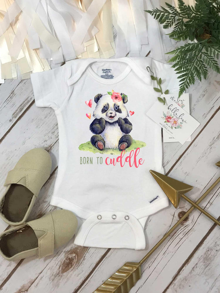 Panda Baby Onesie, Born to Cuddle, Baby Shower Gift