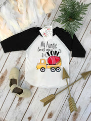 Nephew Baby Shower Gift, Aunt Baby Bodysuit, Newborn Outfit for Auntie, Raglan Infant Tee, Auntie Loves Me a Ton, New Baby Present Idea