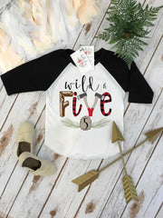 Fifth Birthday Shirt, Lumberjack Birthday, 5th Birthday shirt, Buffalo Plaid Party, Lumberjack Party, Woodland Party Set, Wild One Birthday
