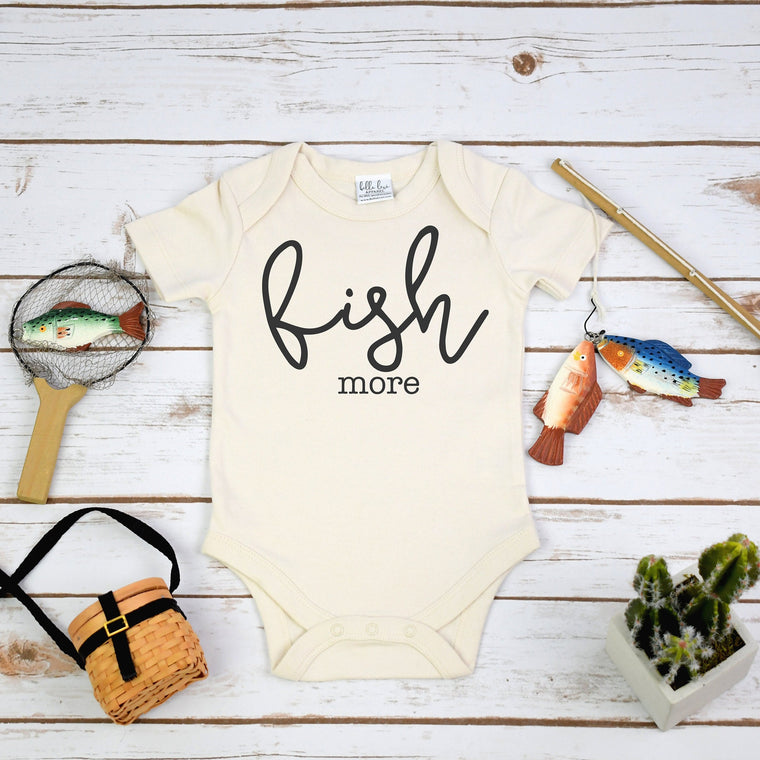 Fish More Organic Baby Bodysuit, Fishing with Daddy Gift