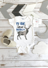 Baby Shower Gift | My Aunt Loves Me Deerly Baby Onesie | Deer Graphic Baby Gift | Cute Gift for Aunt and Baby | Newborn Baby Shower Gift