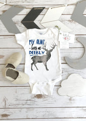 Baby Shower Gift, My Aunt Loves Me Deerly Baby Onesie®, Hunter Baby Gift, Cute Gift from Aunt, Personalized Newborn Gift