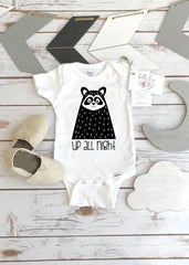 Monochrome Onesie®, UP ALL NIGHT, Black and White Onesie, Monochrome Nursery, Baby Shower Gift,Organic Baby, Scandinavian Baby,Little Rascal