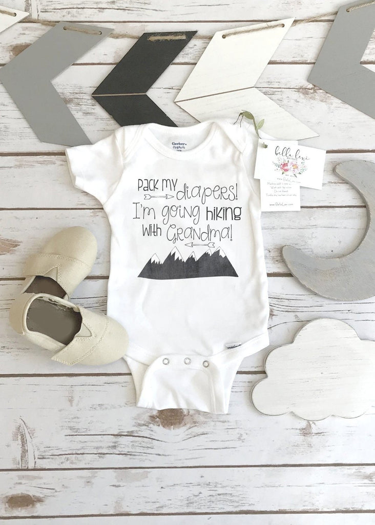 Hiking Onesie®, Pack My Diapers I'm going Hiking, Baby Shower Gift, Hiking Baby Gift, Grandma Baby Gift, Newborn Gift, Baby Boy Gift,Camping
