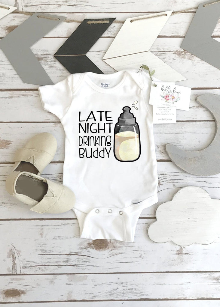 Unisex Baby Gift, Late Night Drinking Buddy, Cute Baby Clothes, Funny Baby Gift, Daddy Baby Reveal, Pregnancy Reveal, Drinking Onesie®, Beer