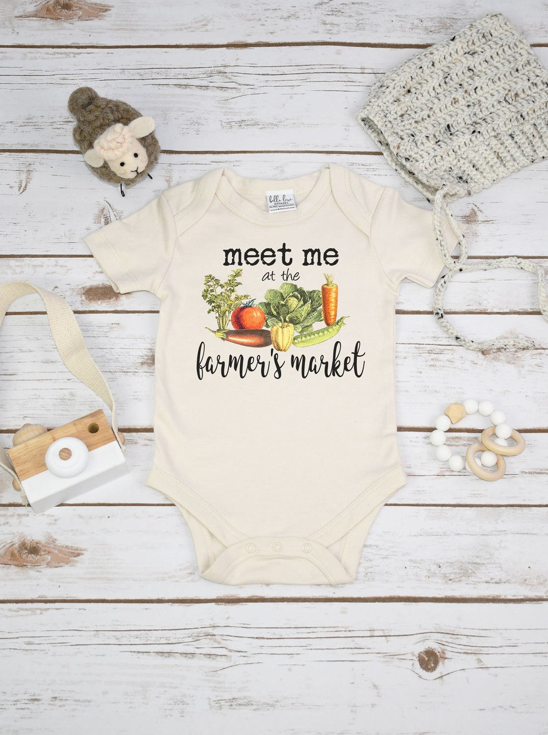 Meet Me at the Farmer's Market Organic Baby Bodysuit, Unisex Gift