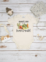 Meet Me at the Farmer's Market Organic Baby Bodysuit, Unisex Gift