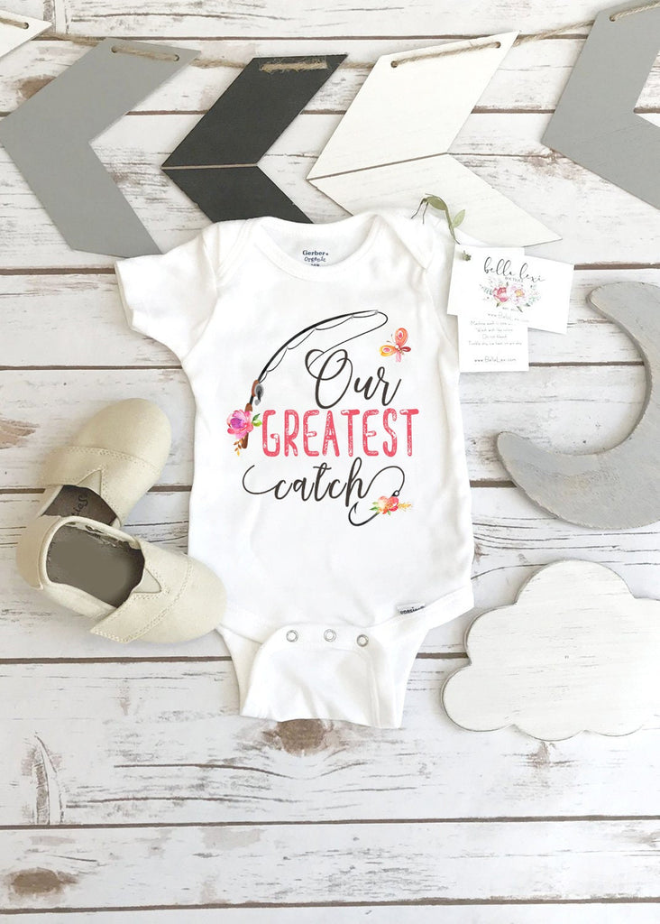 Fishing ONESIE®, Our greatest catch, Pregnancy Reveal, Fishing Baby Gifts, Baby Announcement, Fishing Daddy shirt, Expecting Greatest Catch