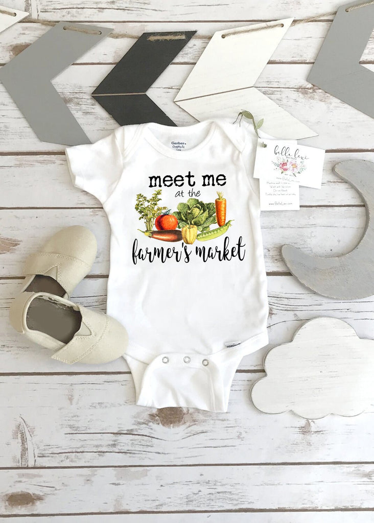 Meet me at the Farmer's Market, Country Baby, Farm shirt, Organic, Farm Onesie®, Farm Baby Gift, Cute Baby Clothes, Farm Theme, Farm Romper
