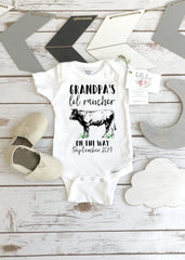 Farm Help on the Way, Pregnancy Announcement, Grandpa's Lil Rancher, Pregnancy Reveal, Cow Onesie®, Country Baby, Baby Reveal, Angus Onesie