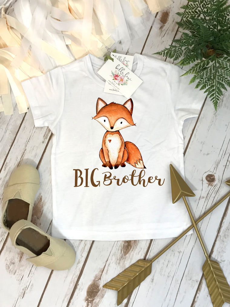 Big Brother Shirt, Fox Shirt, Brothers Shirts, Big Brother Shirt, Baby Reveal, Big Brother Reveal, Pregnancy Announcement, Big Bro, Woodland