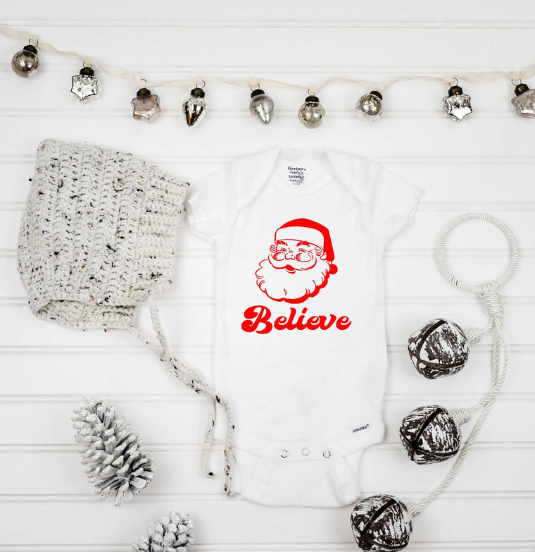 Christmas Onesie®, Santa Onesie, Christmas Shirt, 1st Christmas, My First Christmas, Personalized Baby Gift, Believe in Santa, Santa Onesie®