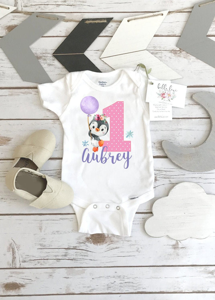 Penguin Birthday, First Birthday Onesie®, Penguin Theme, Birthday Shirt, 1st Birthday, Girl Birthday Romper, Penguin Party, Winter Birthday