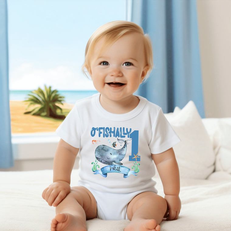 First Birthday Onesie®, Under the Sea Party, Whale Birthday, 1st Birthday, O'Fishally One, Ocean Party, Fish Birthday, Sealife birthday, One
