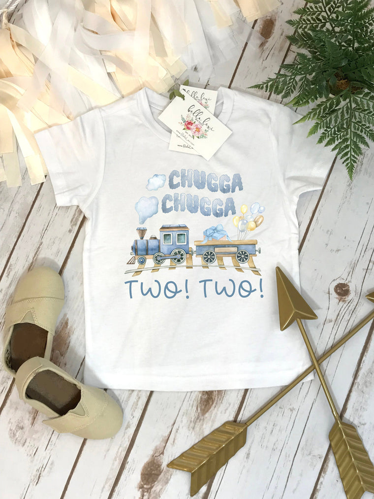 Choo Choo I'm Two Birthday T-Shirt, Train Birthday Shirt, Choo choo I'm two, Boy Train Tshirt, Boys Birthday Shirt, 2nd birthday theme