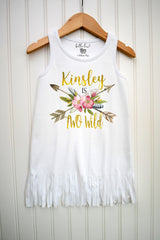 Second Birthday, Two Wild, Girl Birthday Dress, Personalized Birthday, 2nd Birthday, Fringe Birthday Dress, Boho Birthday, Girl Birthday Set