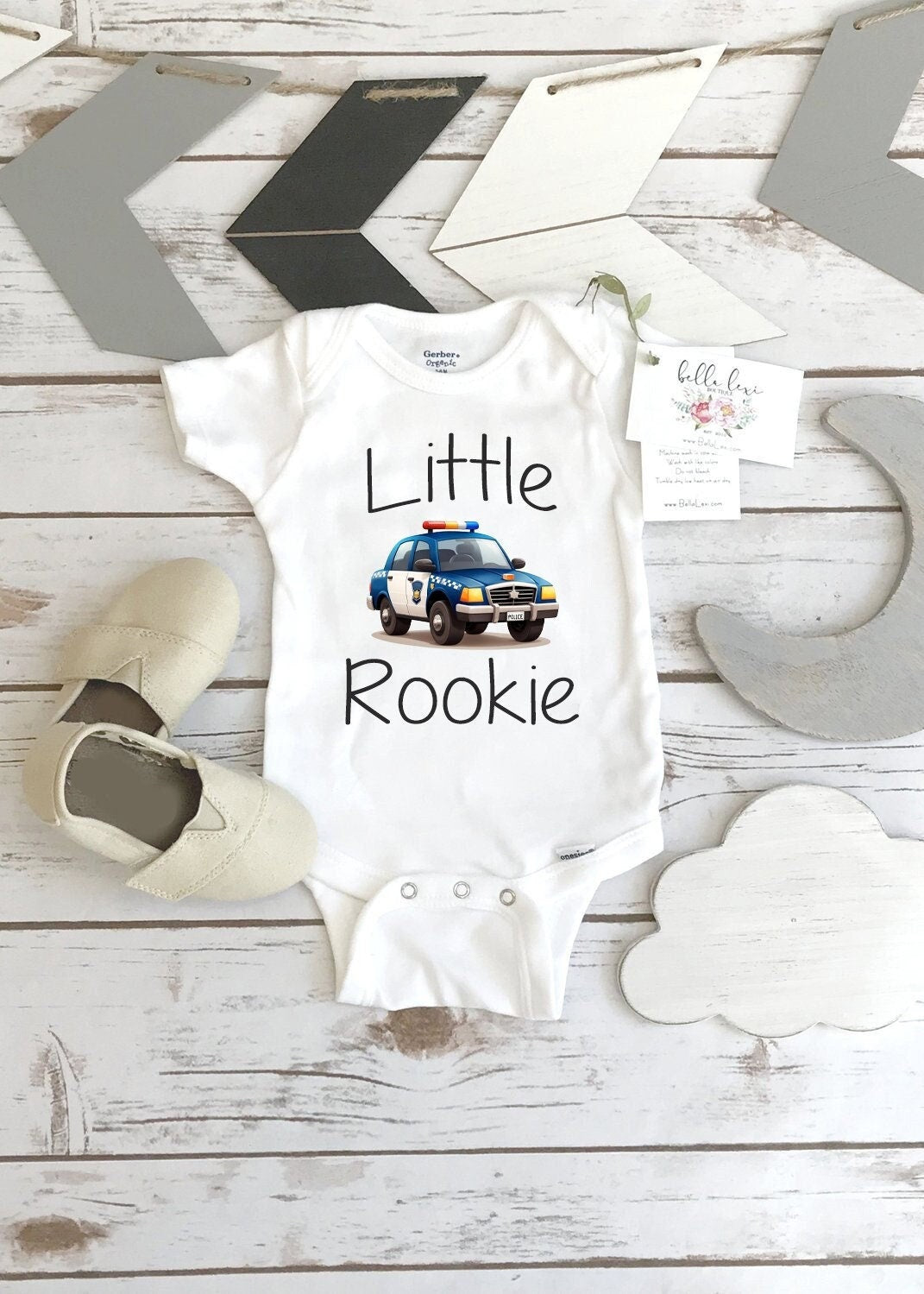 Little Rookie Baby Onesie | Police Car Baby Gift for Law Enforcement Families | Newborn Baby Shower Gift for Police Family