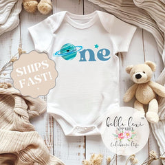 space baby bodysuit for first birthday