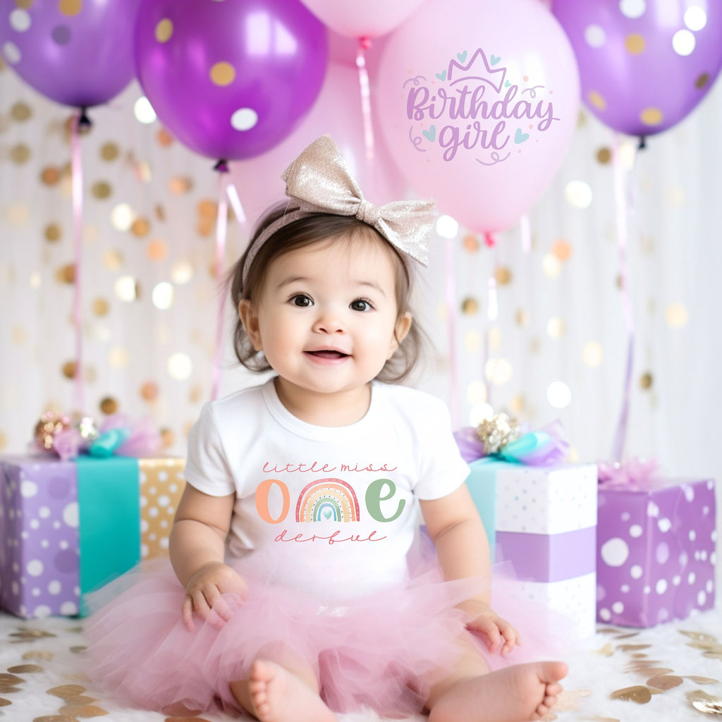 Little Miss Onederful, First Birthday Onesie®, 1st Birthday Bodysuit for Girls, Rainbow Birthday, Girl Birthday Gifts, Wonderful Party