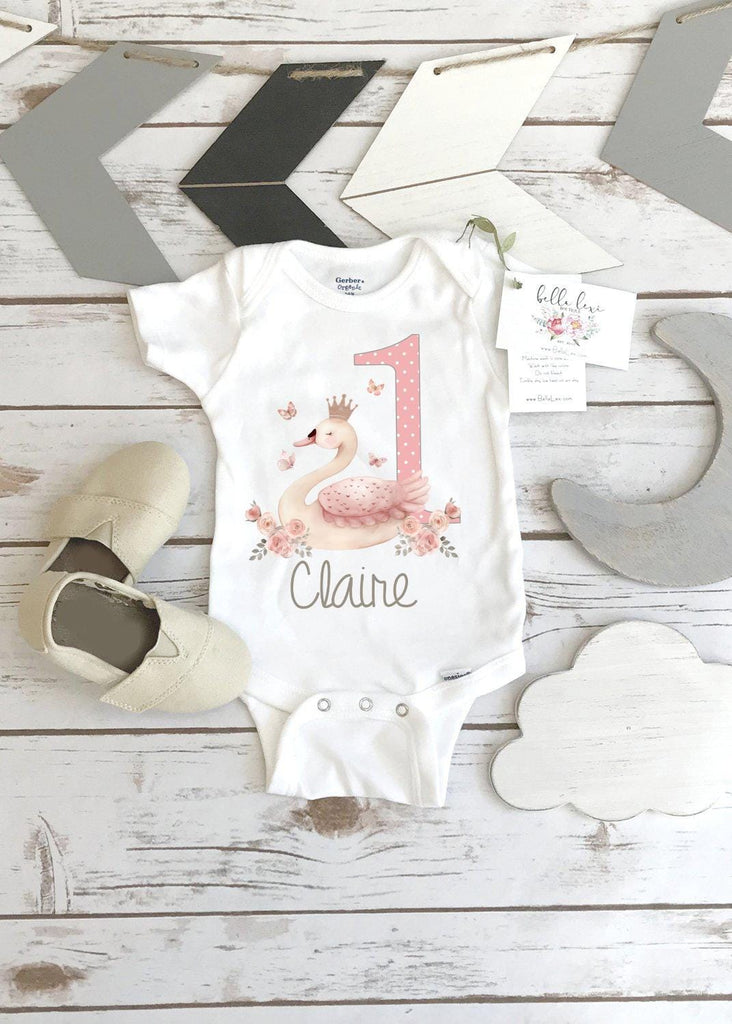 Personalized Birthday Onesie®, Swan Party, Ballerina Birthday shirt, 1st Birthday, Girl Birthday Shirt, Fairytale Party, Swan Birthday,