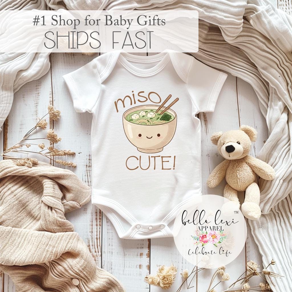 Miso Cute Onesie®, Baby Shower Gift, Unisex Baby Clothes, Baby Boy Clothes, Funny Bodysuits, Sushi Bodysuit, New Mom Gifts, Baby Bodysuit
