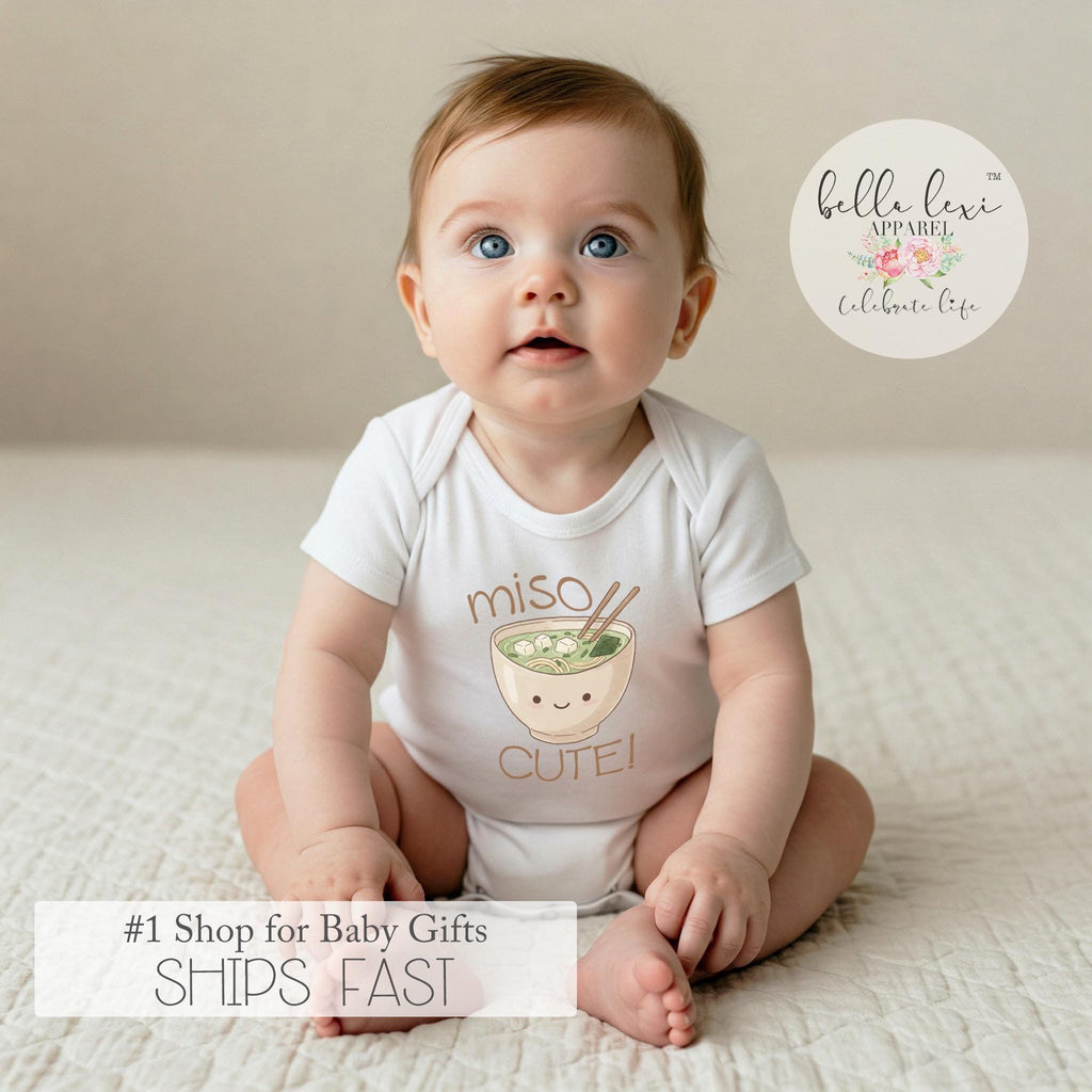 Miso Cute Onesie®, Baby Shower Gift, Unisex Baby Clothes, Baby Boy Clothes, Funny Bodysuits, Sushi Bodysuit, New Mom Gifts, Baby Bodysuit