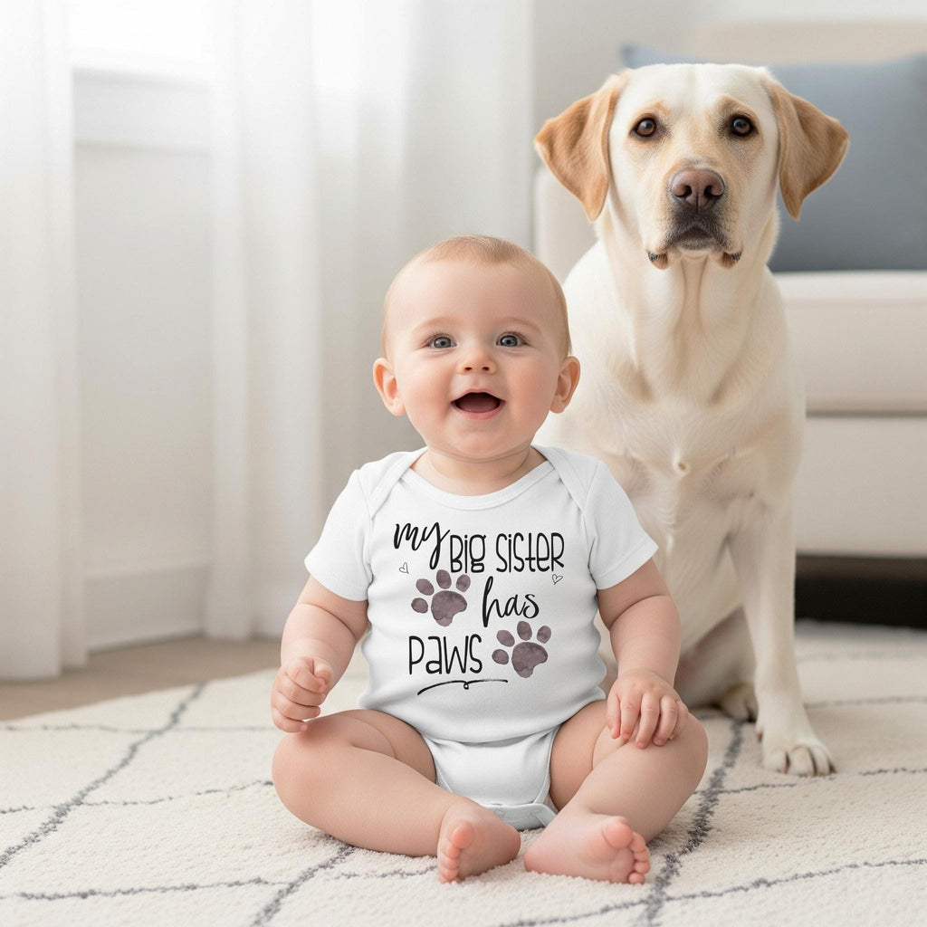 My Big Sister Has Paws, Pregnancy Announcement, Baby Gifts, Pregnancy Reveal, Baby Reveal, Baby Announcement, Fur Baby Bodysuit, Dog Shirt,
