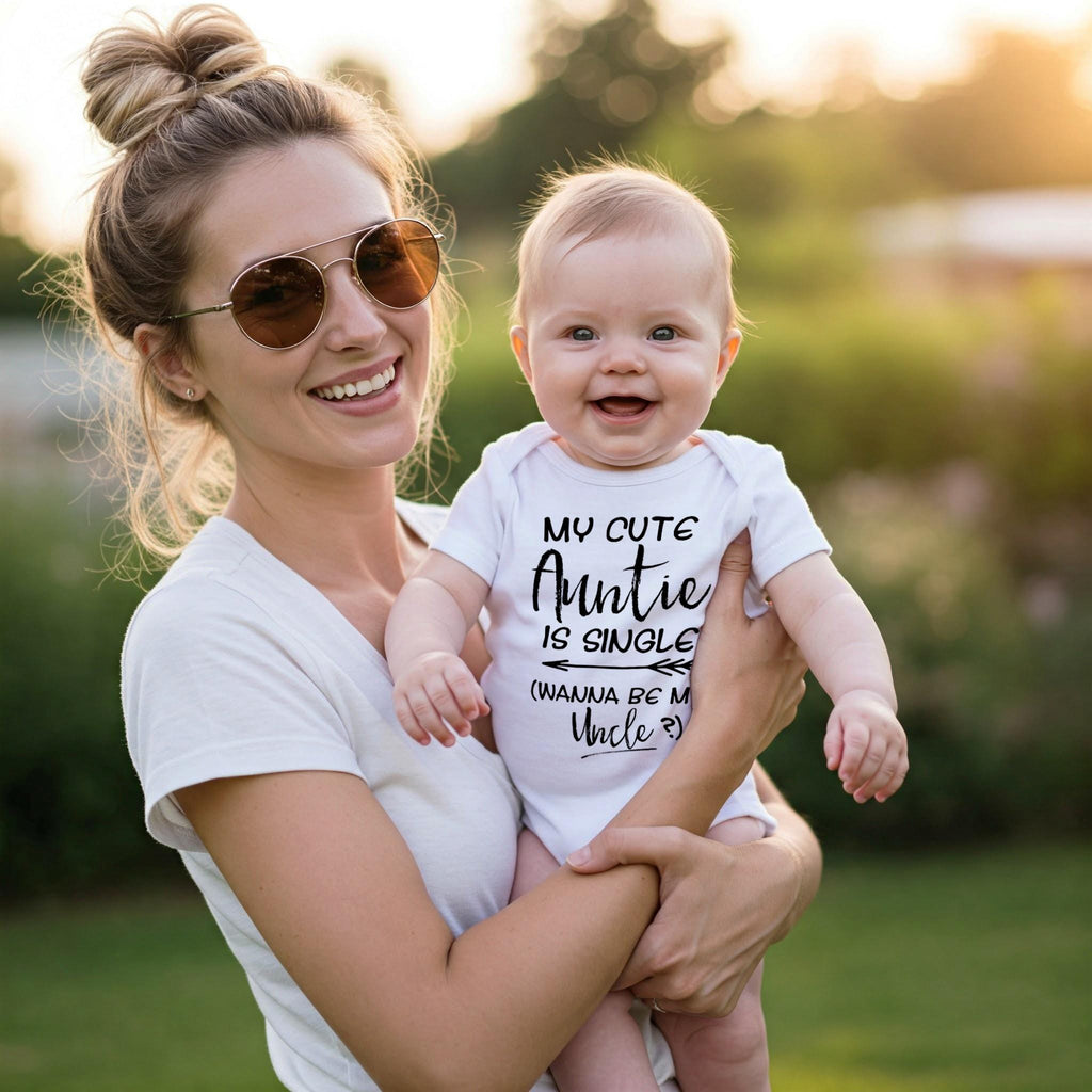 Funny Baby Onesie, Cute Auntie Is Single, Cute Baby Shower Gift, Newborn Outfit, Gender Neutral Bodysuit, Aunt Gift, Funny Baby Clothes