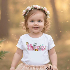 Third Birthday Shirt for Girls– Woodland Animals Party– Boho 3rd Birthday Outfit– Toddler Girl Birthday Tee– Rustic Forest Theme, Boho Party