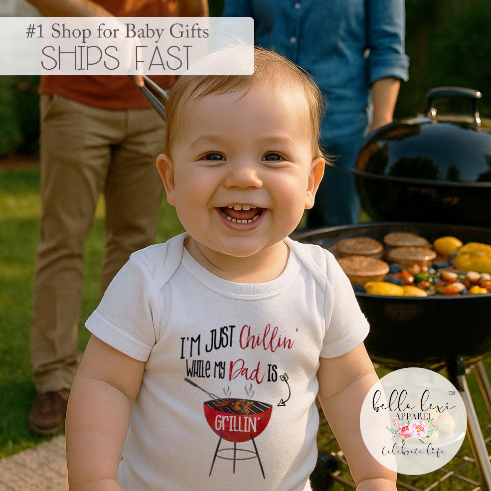 Dad Onesie®, Father Gift from Baby, Father's Day Gift, Cute Baby Gift, Baby Shower Gift, BBQ Shirt,Grillin Daddy, BBQ Gift, Pregnancy Reveal