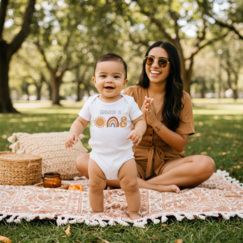 First Trip Around the Sun Onesie®, Sun Birthday, Sun party, One Trip Around the Sun, Minimalist Party, Rainbow Birthday, First Birthday Set