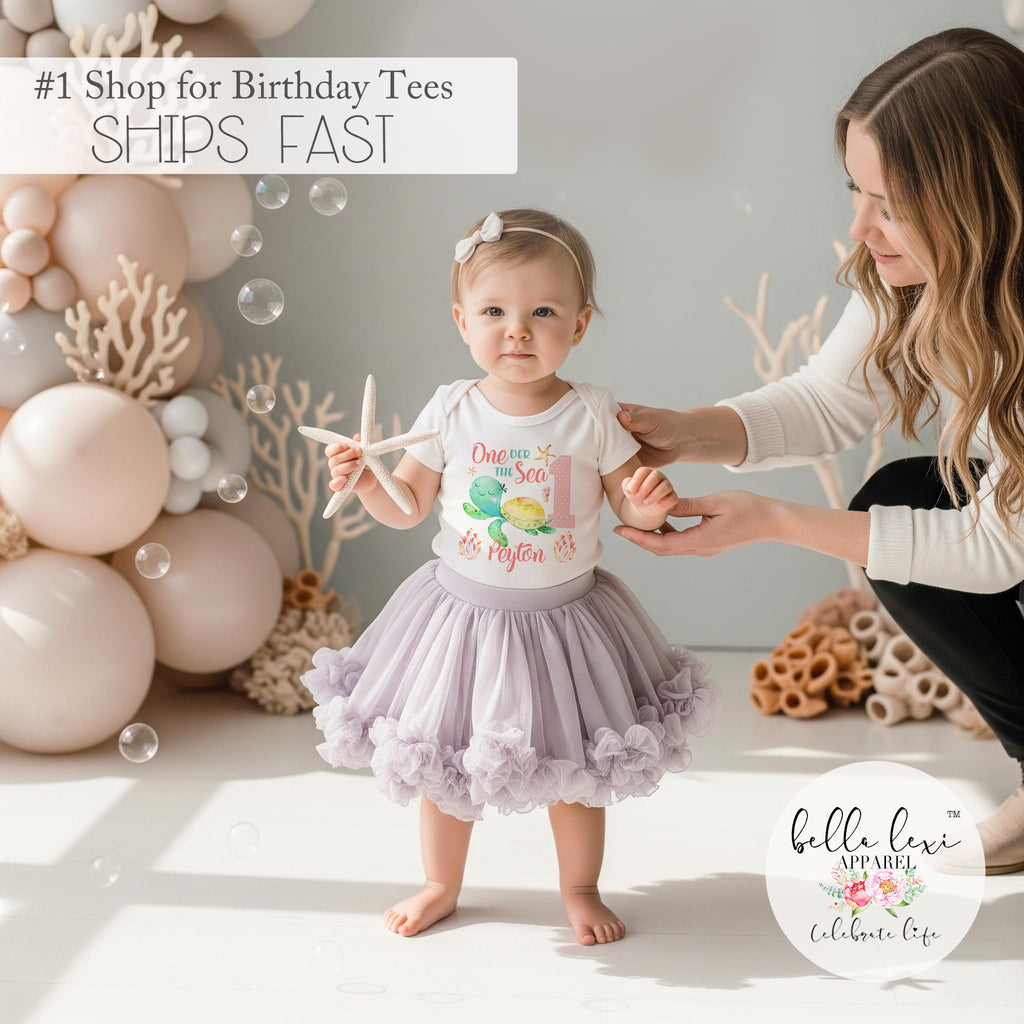 Mermaid Birthday, First Birthday Bodysuit, Under the Sea Party, Turtle Birthday shirt, Personalized Birthday Romper, Oneder the Sea Bithday