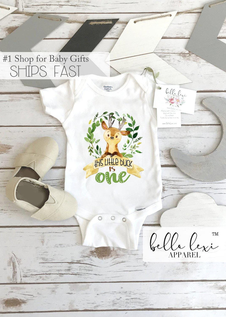 Woodland Birthday, Little Buck is One, First Birthday Onesie®, Woodland Party,, 1st Birthday Shirt, Boy Birthday, Wild One