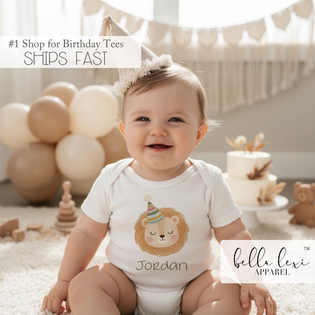 Wild One Lion Birthday Romper, Safari Baby Birthday Outfit, Personalized Lion Tee, Neutral Baby Gift, Gender Neutral Birthday Shirt,
