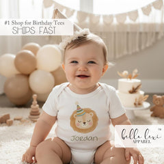 Wild One Lion Birthday Romper, Safari Baby Birthday Outfit, Personalized Lion Tee, Neutral Baby Gift, Gender Neutral Birthday Shirt,