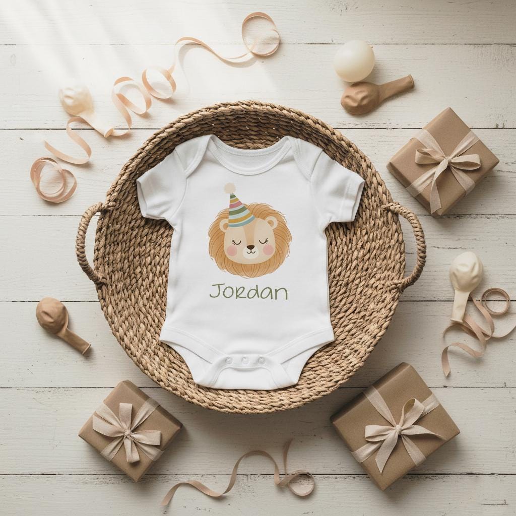 Wild One Lion Birthday Romper, Safari Baby Birthday Outfit, Personalized Lion Tee, Neutral Baby Gift, Gender Neutral Birthday Shirt,