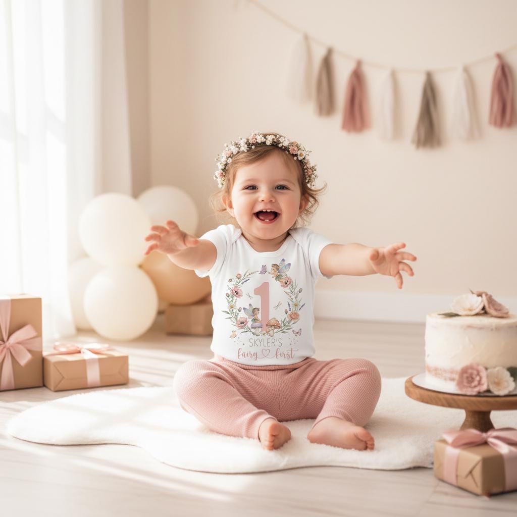 Fairy First Birthday, Personalized Baby Outfit, Custom Name 1st Birthday Shirt, Fairy Party, Fairy First, Fairy 1st Birthday, Garden Fairy