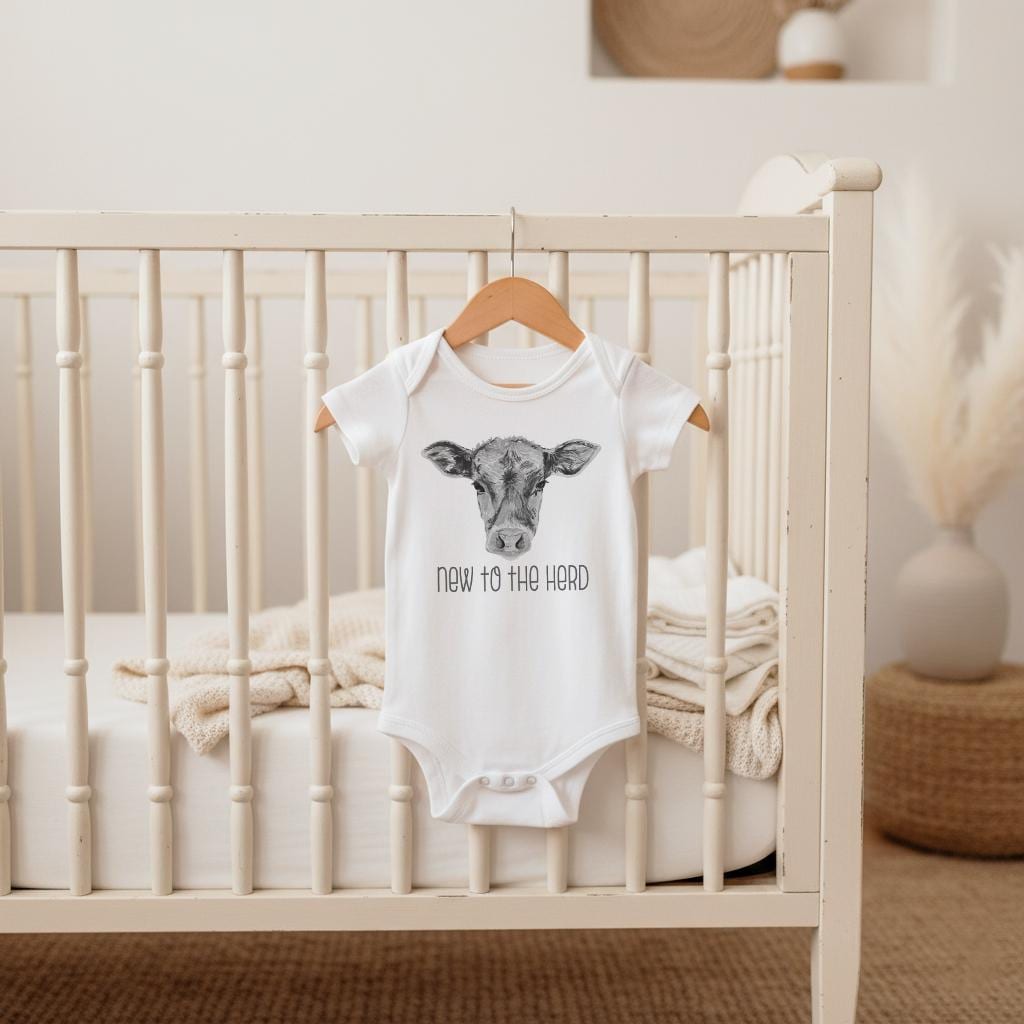Baby Shower Gift, NEW TO the HERD, Western Nursery, Farm shirt, CowBOY, Cow Onesie®, Farm Baby Gift, Cute Baby Clothes, Cow Theme, Farm baby