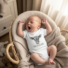 "New to the Herd”  This cute and funny country theme baby bodysuit or t-shirt is sure to make your loved ones smile!  It features an adorable hand drawn style cow with the words "new to the herd" in gray.  Makes a great baby shower gift!  Perfect for the newest little cowboy in your life!