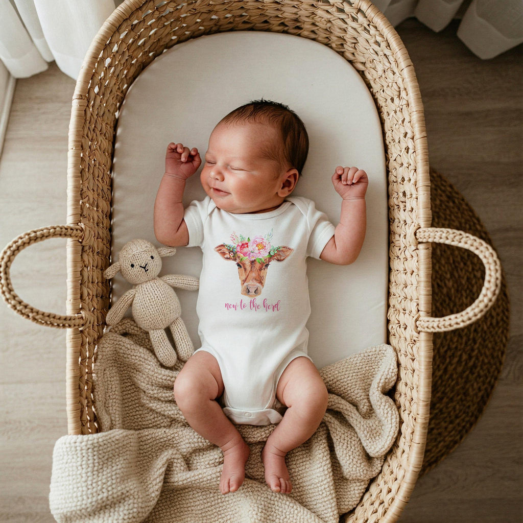 New to the Herd Bodysuit, Cowgirl Baby Outfit, Rustic Farm Shower Gift, Newborn Outfit