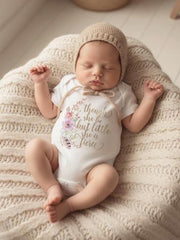"Though she be but little".  This design features soft watercolor style bohemian flowers, feathers and the words "Though she be but little she is fierce".  This boho style is a wonderful baby girl bodysuit or t-shirt for everyday wear for your little trend setter!  Soft and delicate colors are always classy and the boho style is very on trend right now!  Makes a wonderful baby shower gift!