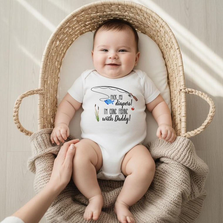 Fishing Onesie®, Pack My Diapers I'm going Fishing With Daddy, Baby Shower Gift, Fishing Baby shirt, Fishing Buddy, Fishing Daddy shirt,Gift