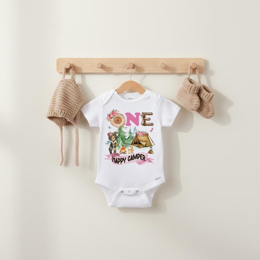 First Birthday Onesie®, Camping Birthday, 1st Birthday, Camping Party, Bear Party, ONE HAPPY CAMPER, Wild One Birthday, Camp Party, Girl