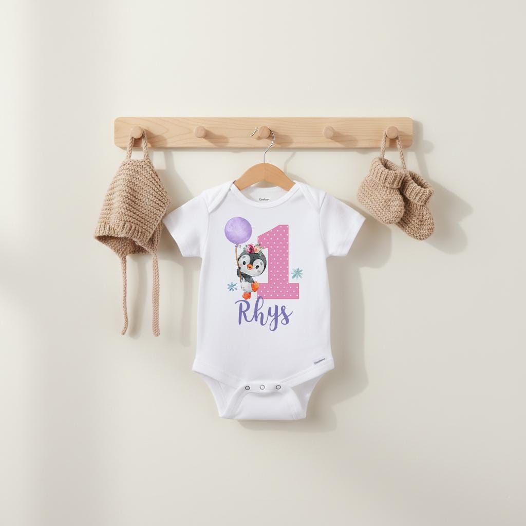 Penguin Birthday, First Birthday Onesie®, Penguin Theme, Birthday Shirt, 1st Birthday, Girl Birthday Romper, Penguin Party, Winter Birthday