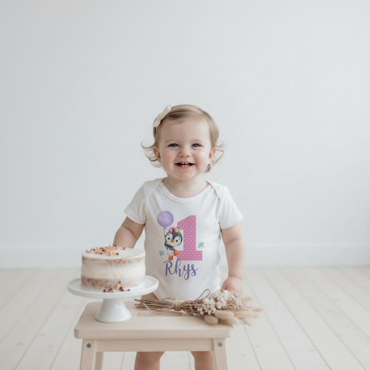 Penguin Birthday, First Birthday Onesie®, Penguin Theme, Birthday Shirt, 1st Birthday, Girl Birthday Romper, Penguin Party, Winter Birthday