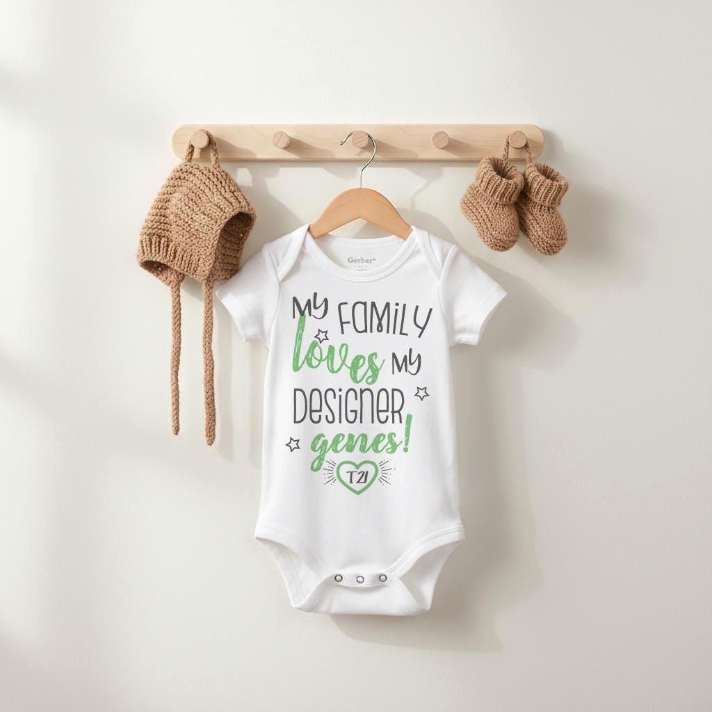 Baby Shower Gift, Designer Genes, Down Syndrome Awareness, T21, 21st chromosome, Down Right Beautiful, Special baby gift, Nothing Down About