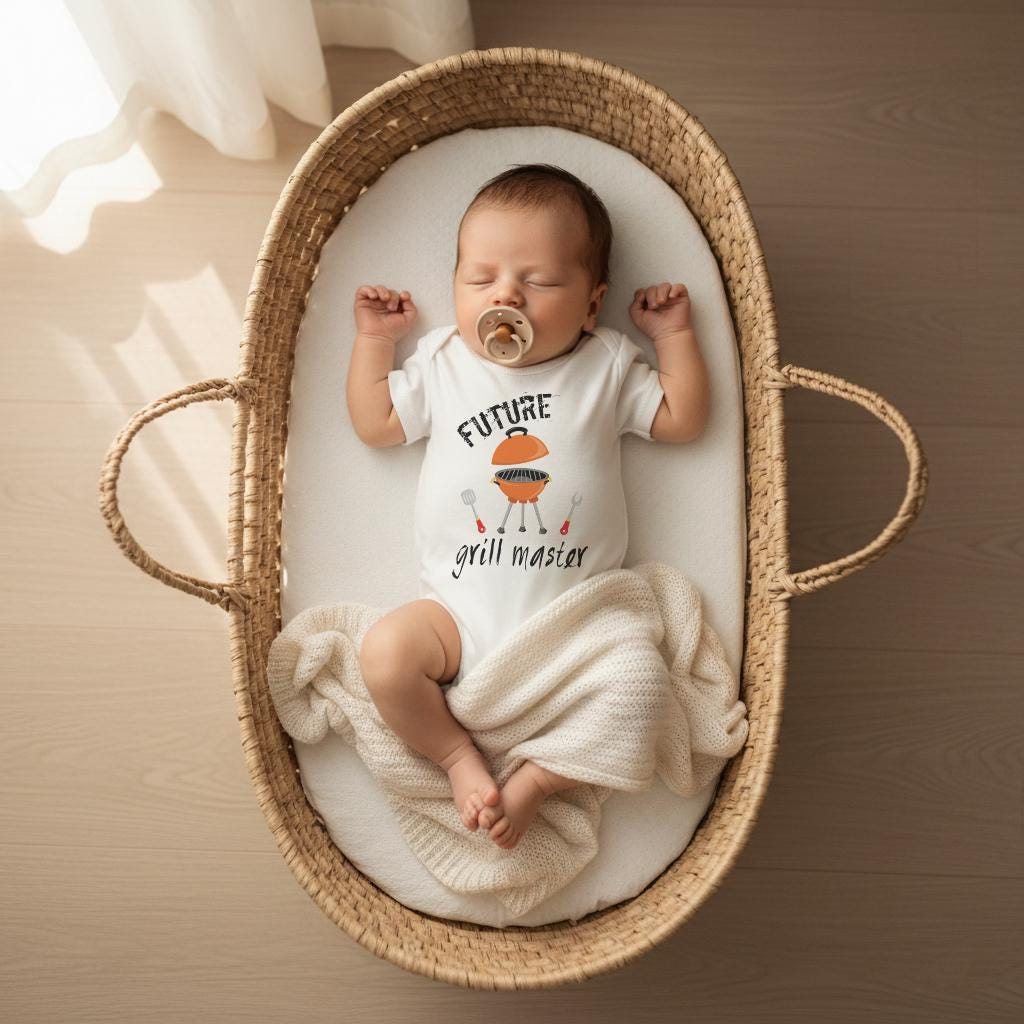 Father's Newborn Gift, Baby Shower Gift, Future Grill Master, Cute Baby Gifts, Funny Baby Gift, Daddy Baby Reveal, Pregnancy Reveal, BBQ